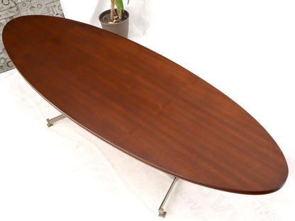 EstablishedLines Extra Long Oval Dark Walnut Dining Conference Table on Stainless Chrome Base