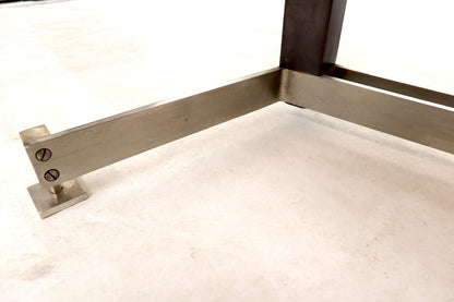 EstablishedLines Extra Long Oval Dark Walnut Dining Conference Table on Stainless Chrome Base