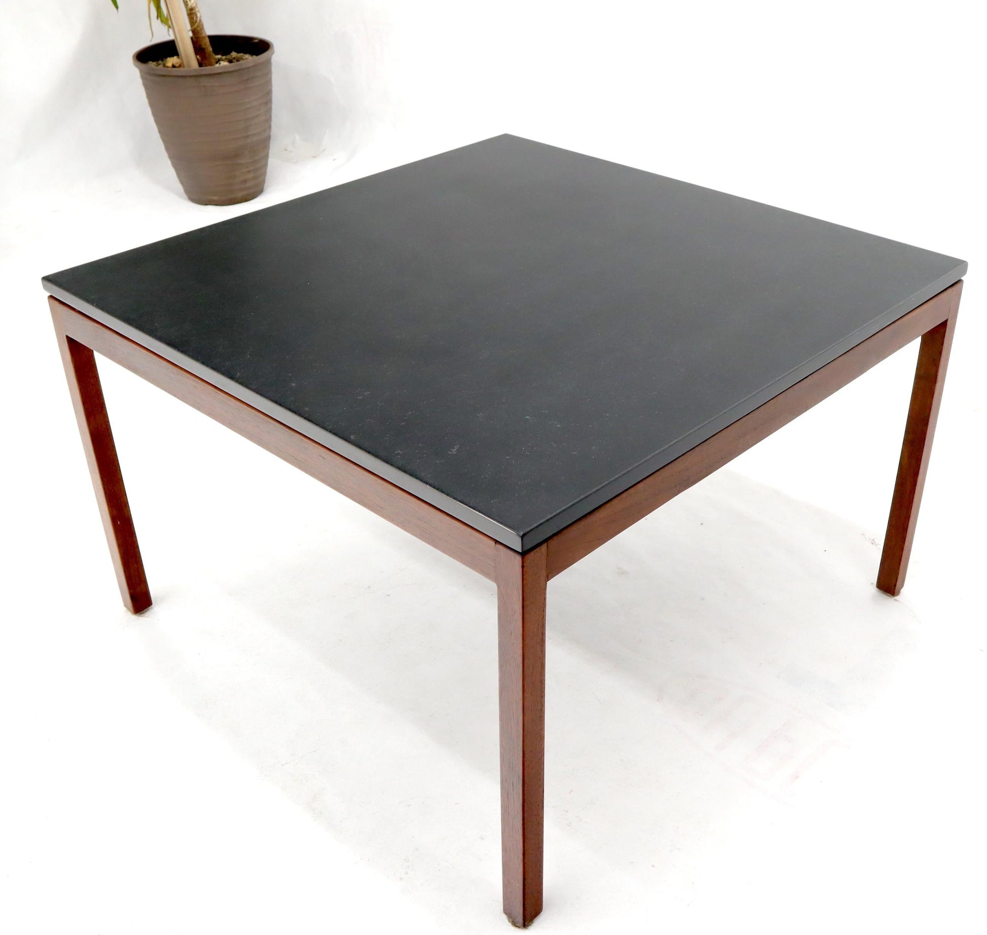 EstablishedLines Square Slate Top Walnut Base Coffee Table by Jens Risom