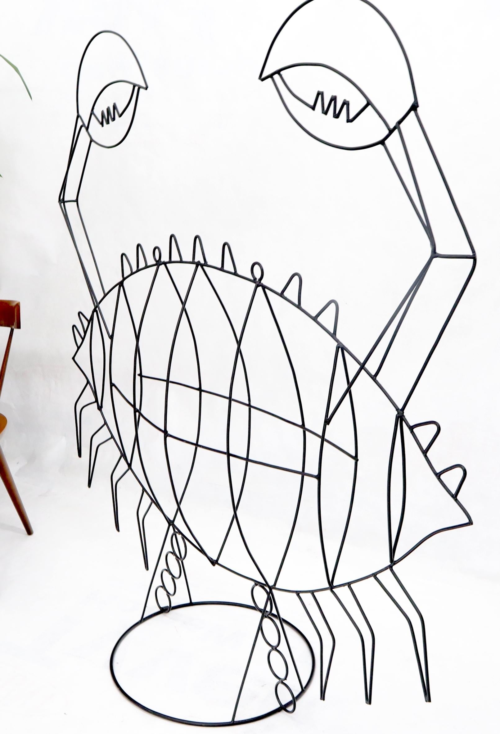 EstablishedLines Large Room Size Wire Crab Sculpture John Risley Decor