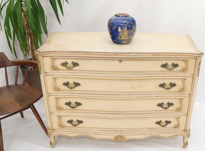EstablishedLines Shabby Chic Gold Decorated Off White Painted French Provincial Dresser