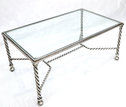 EstablishedLines Forged Metal Twisted Rope Effect Silver Gilt Base Rectangle Coffee Table