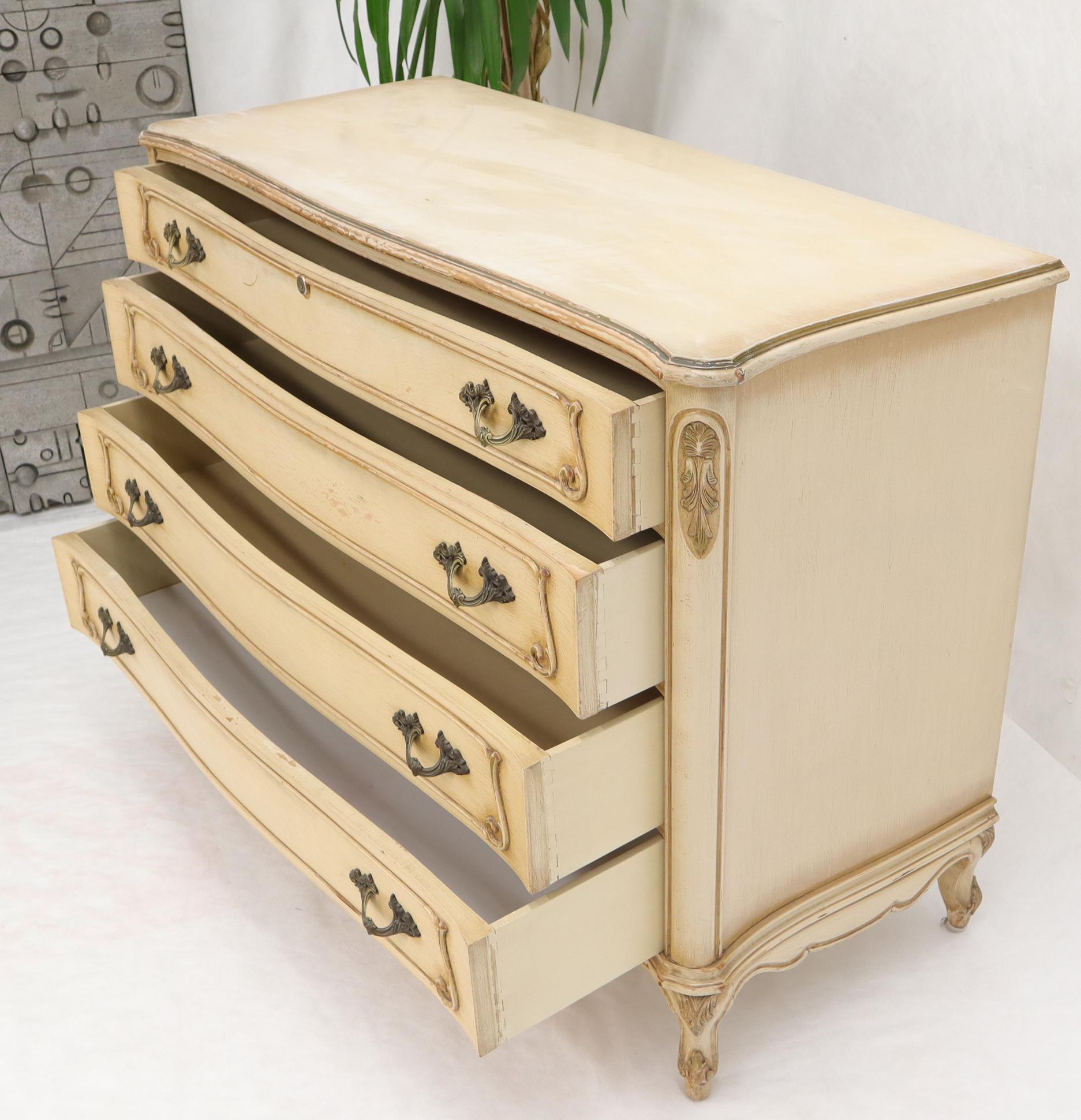 EstablishedLines Shabby Chic Gold Decorated Off White Painted French Provincial Dresser
