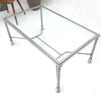 EstablishedLines Forged Metal Twisted Rope Effect Silver Gilt Base Rectangle Coffee Table