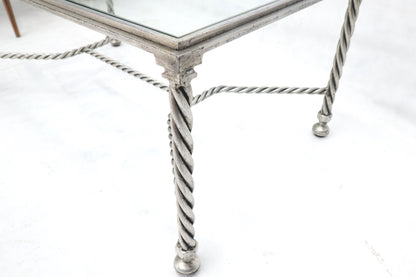 EstablishedLines Forged Metal Twisted Rope Effect Silver Gilt Base Rectangle Coffee Table