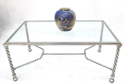 EstablishedLines Forged Metal Twisted Rope Effect Silver Gilt Base Rectangle Coffee Table