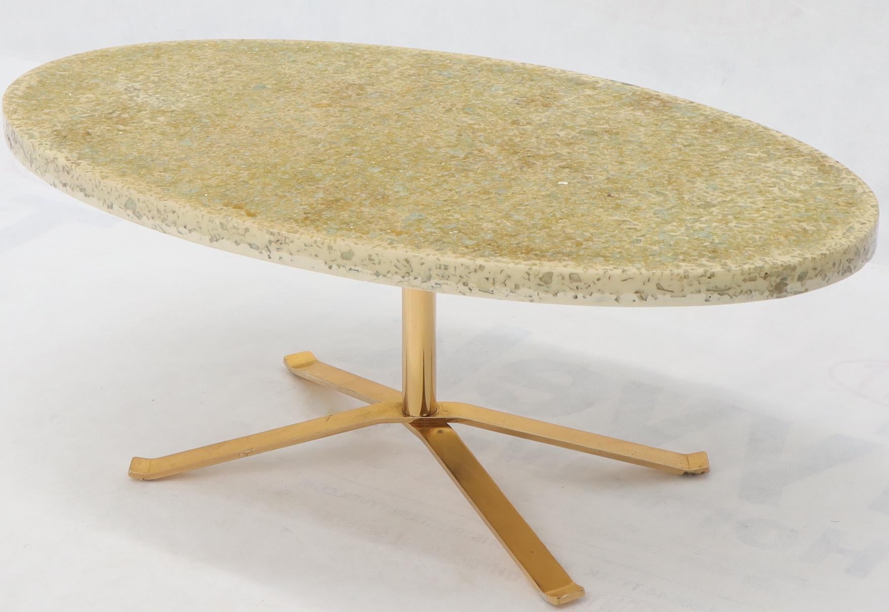 EstablishedLines Abalone Shell Cast in Resin Oval Top Coffee Table on X-Shape Base
