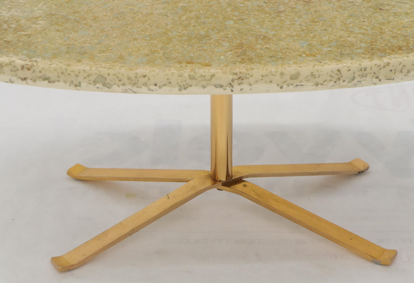 EstablishedLines Abalone Shell Cast in Resin Oval Top Coffee Table on X-Shape Base
