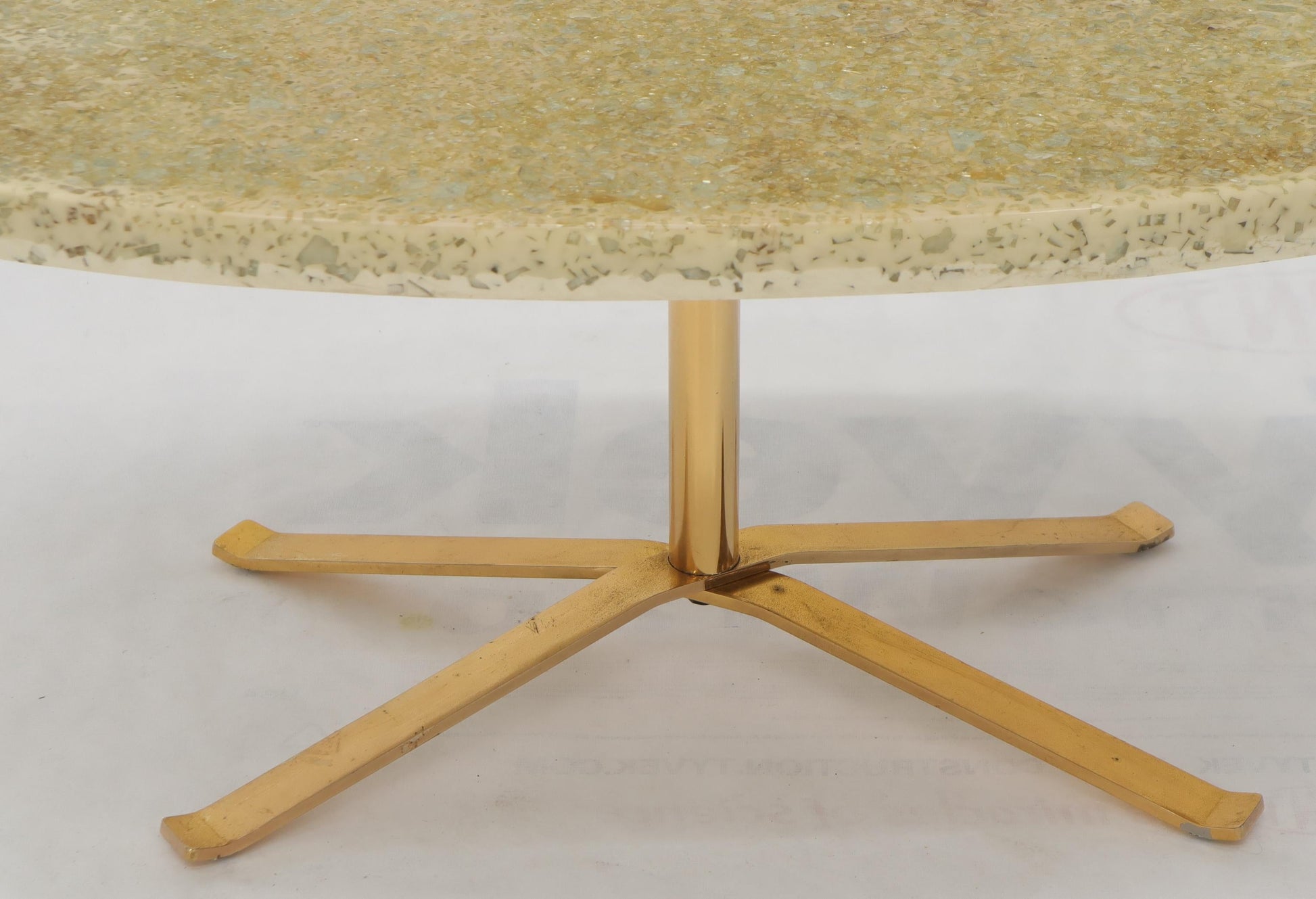 EstablishedLines Abalone Shell Cast in Resin Oval Top Coffee Table on X-Shape Base