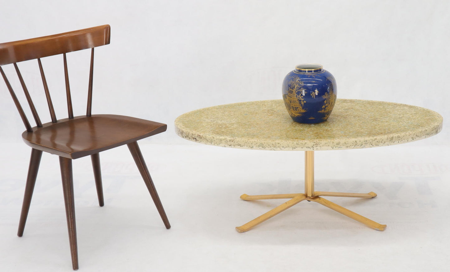 EstablishedLines Abalone Shell Cast in Resin Oval Top Coffee Table on X-Shape Base