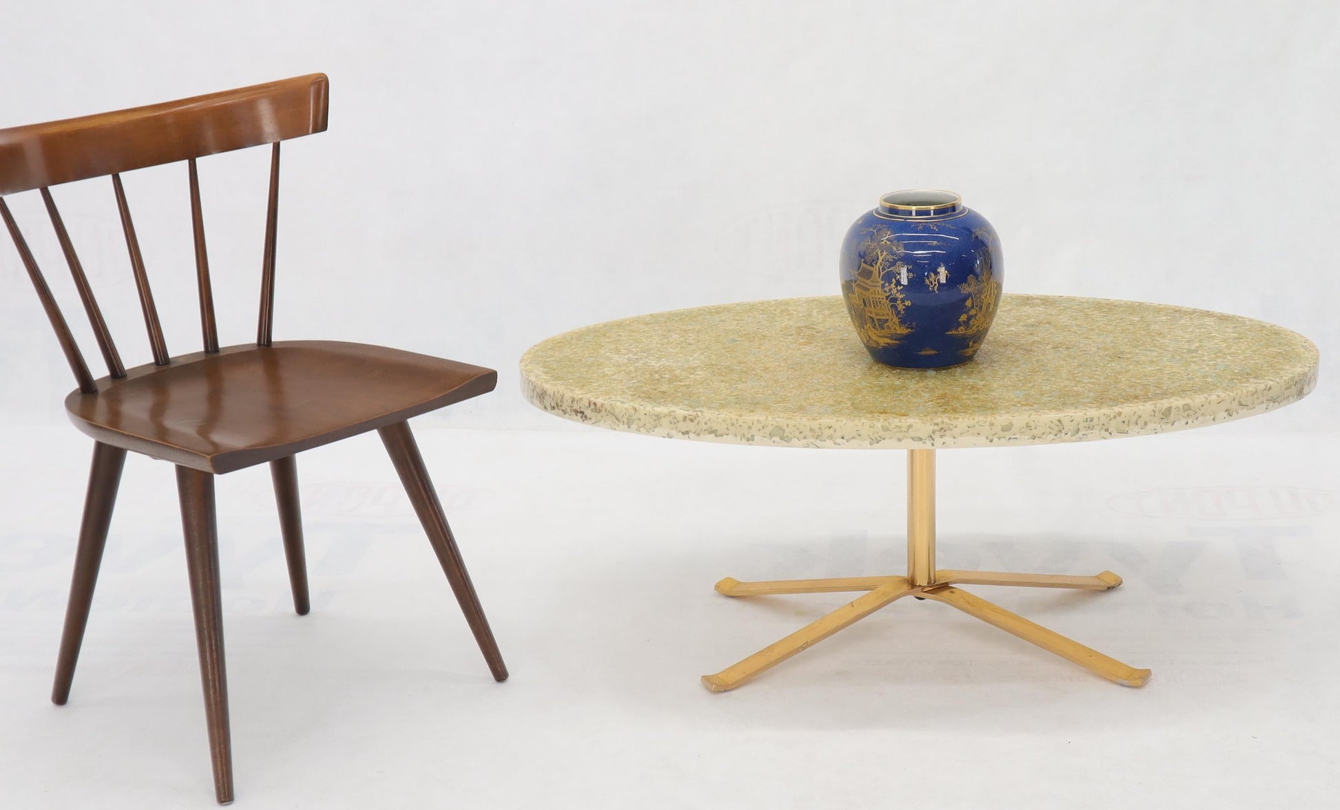EstablishedLines Abalone Shell Cast in Resin Oval Top Coffee Table on X-Shape Base