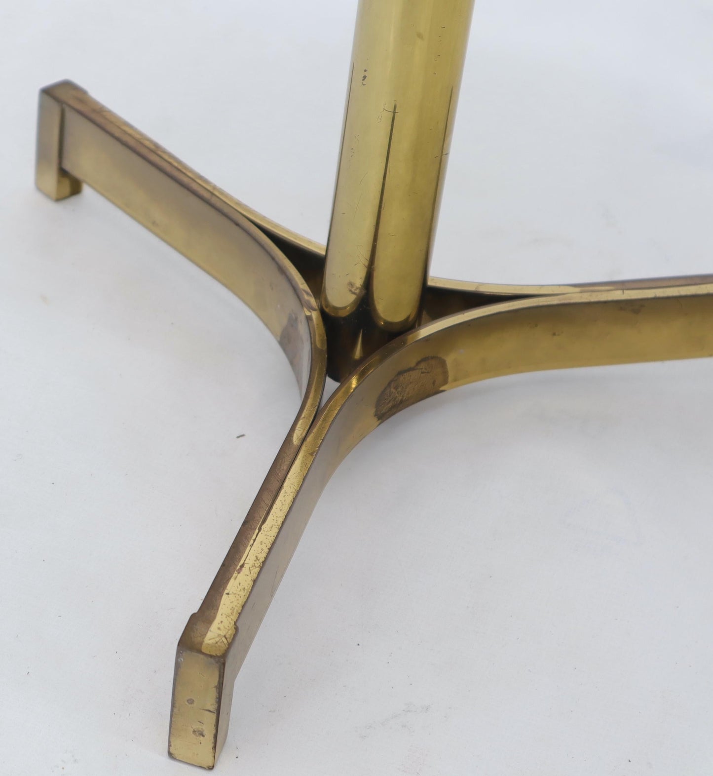Round Marble Top Tripod Brass Base Legs Occasional Butler Side Table