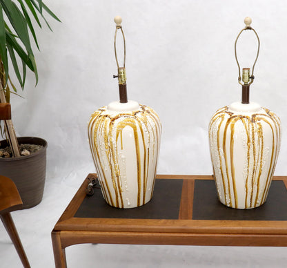 EstablishedLines Pair of Large Ceramic Art Pottery Bases Decorative Caramel Glaze