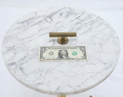 Round Marble Top Tripod Brass Base Legs Occasional Butler Side Table