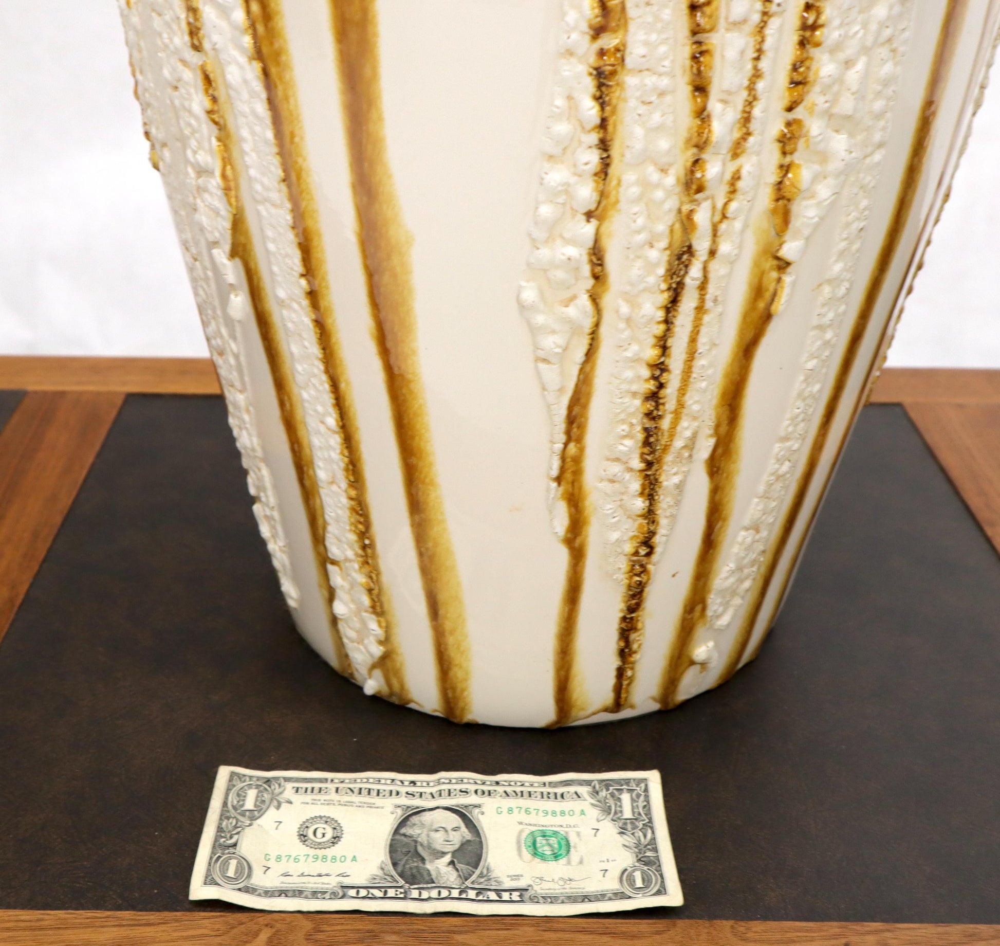 EstablishedLines Pair of Large Ceramic Art Pottery Bases Decorative Caramel Glaze