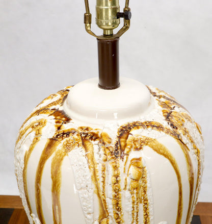 EstablishedLines Pair of Large Ceramic Art Pottery Bases Decorative Caramel Glaze