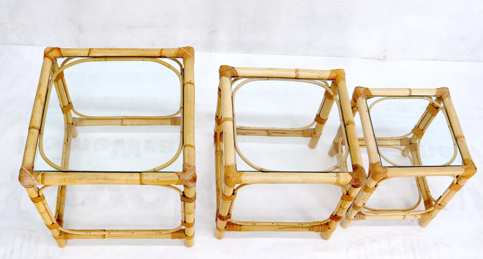 EstablishedLines Set of 3 Nesting Bamboo Side End Tables