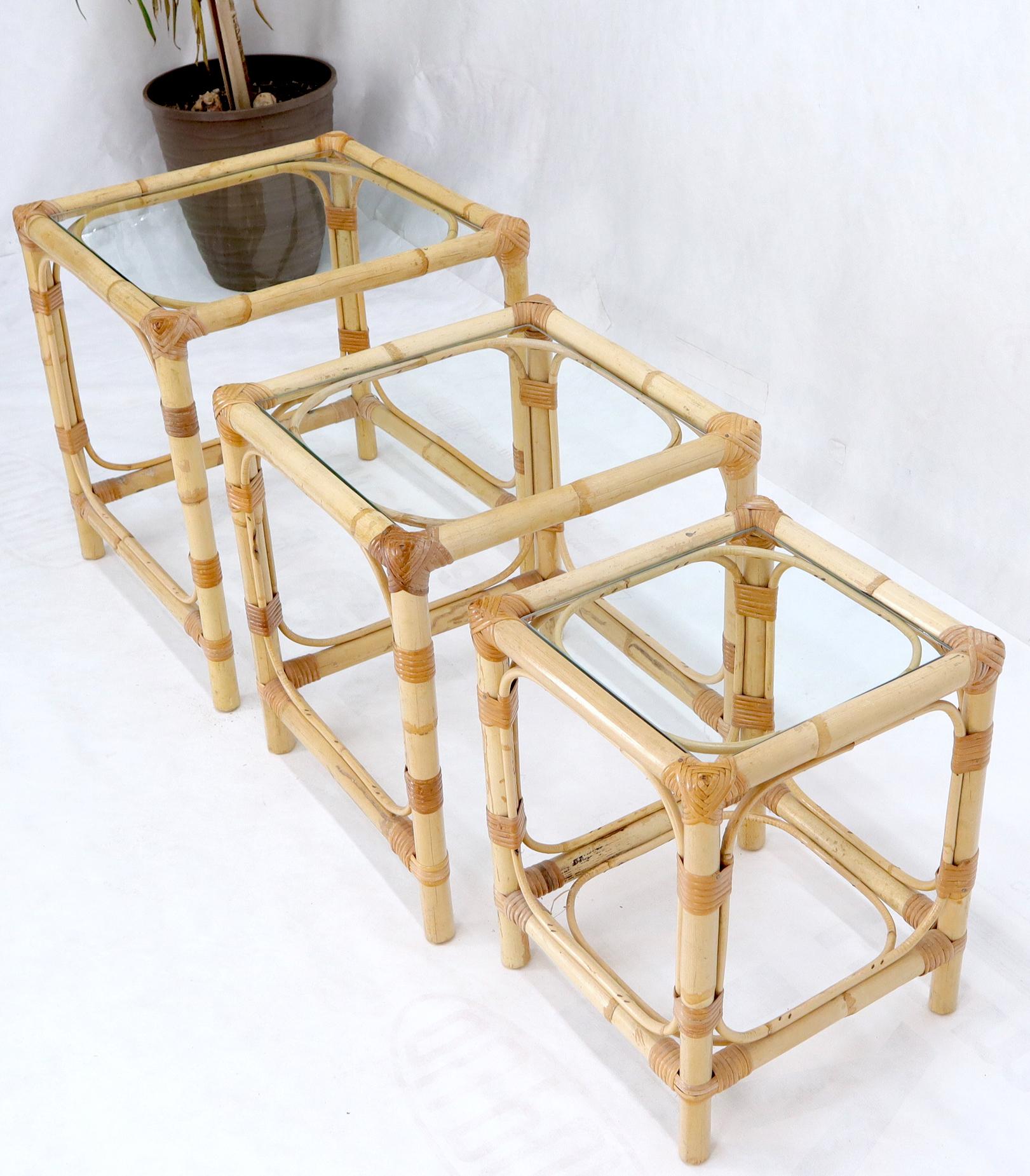 EstablishedLines Set of 3 Nesting Bamboo Side End Tables