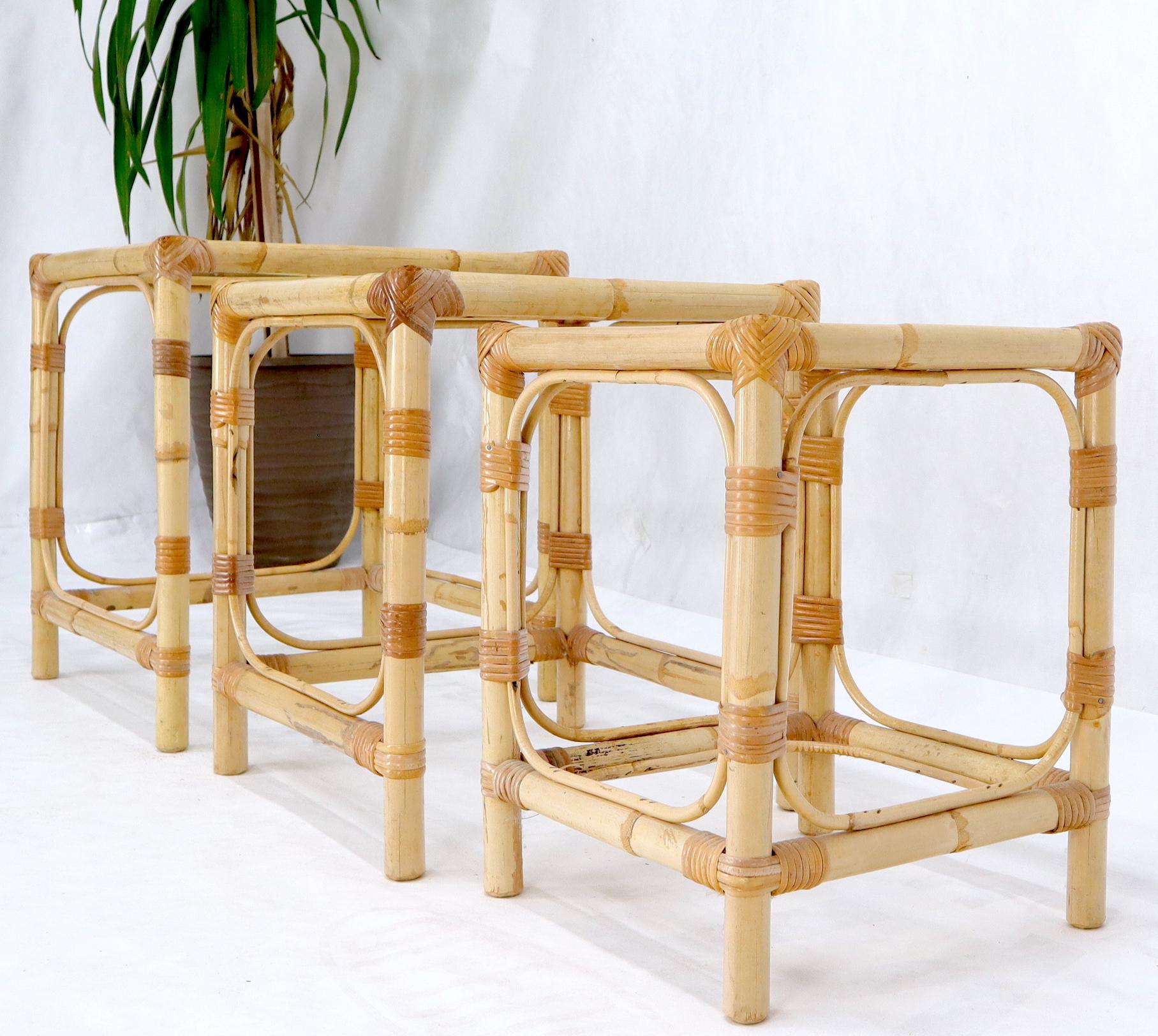 EstablishedLines Set of 3 Nesting Bamboo Side End Tables