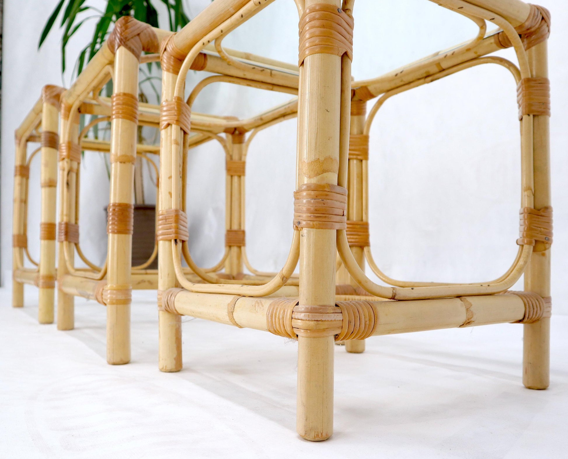 EstablishedLines Set of 3 Nesting Bamboo Side End Tables