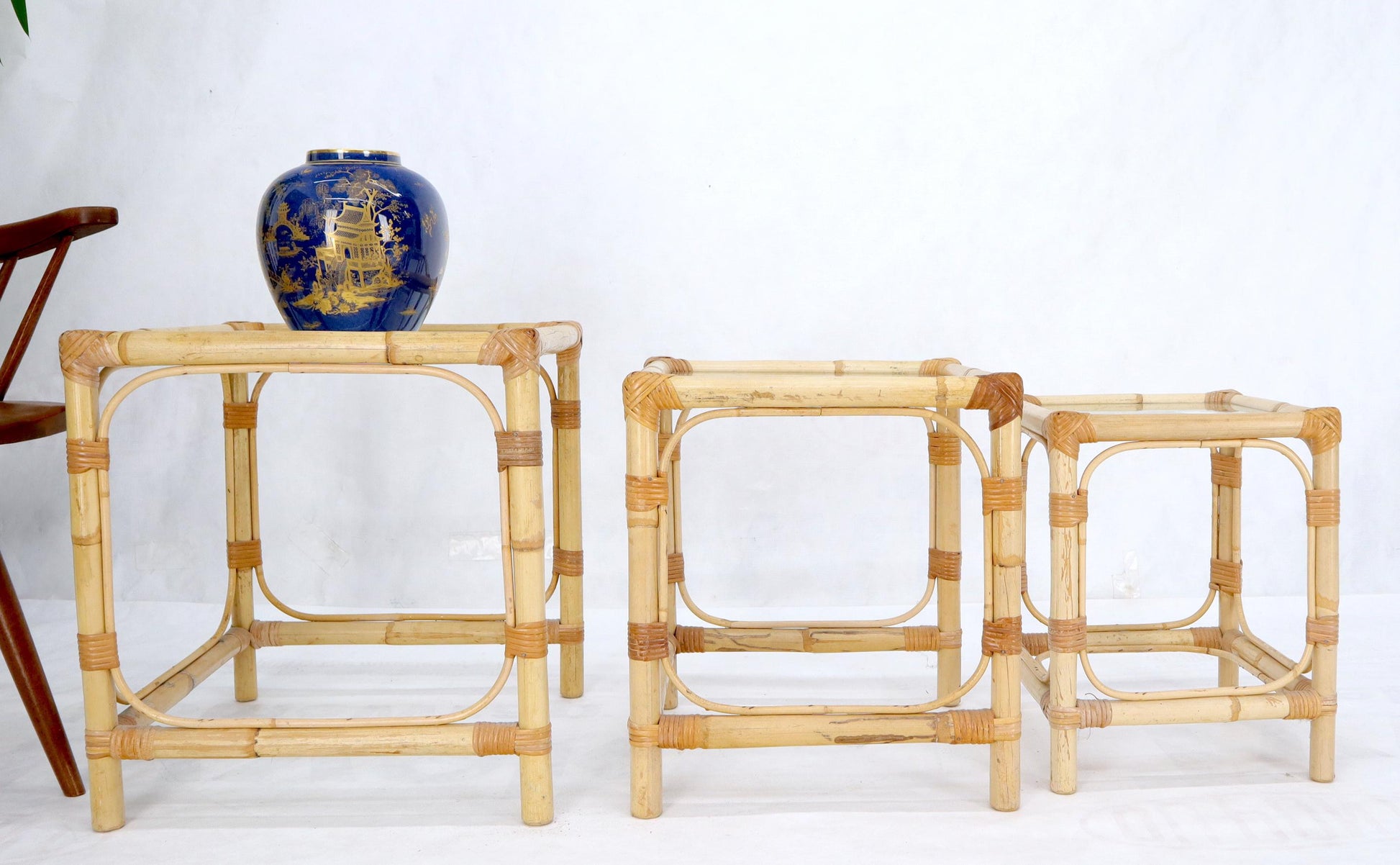 EstablishedLines Set of 3 Nesting Bamboo Side End Tables