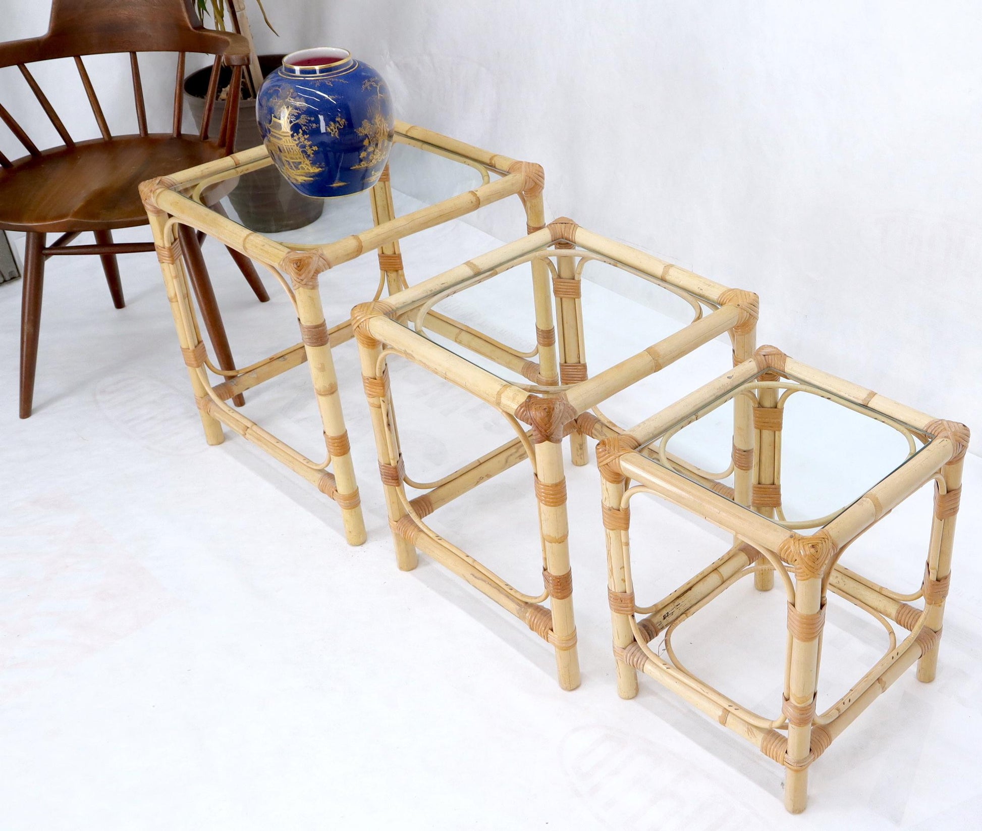 EstablishedLines Set of 3 Nesting Bamboo Side End Tables
