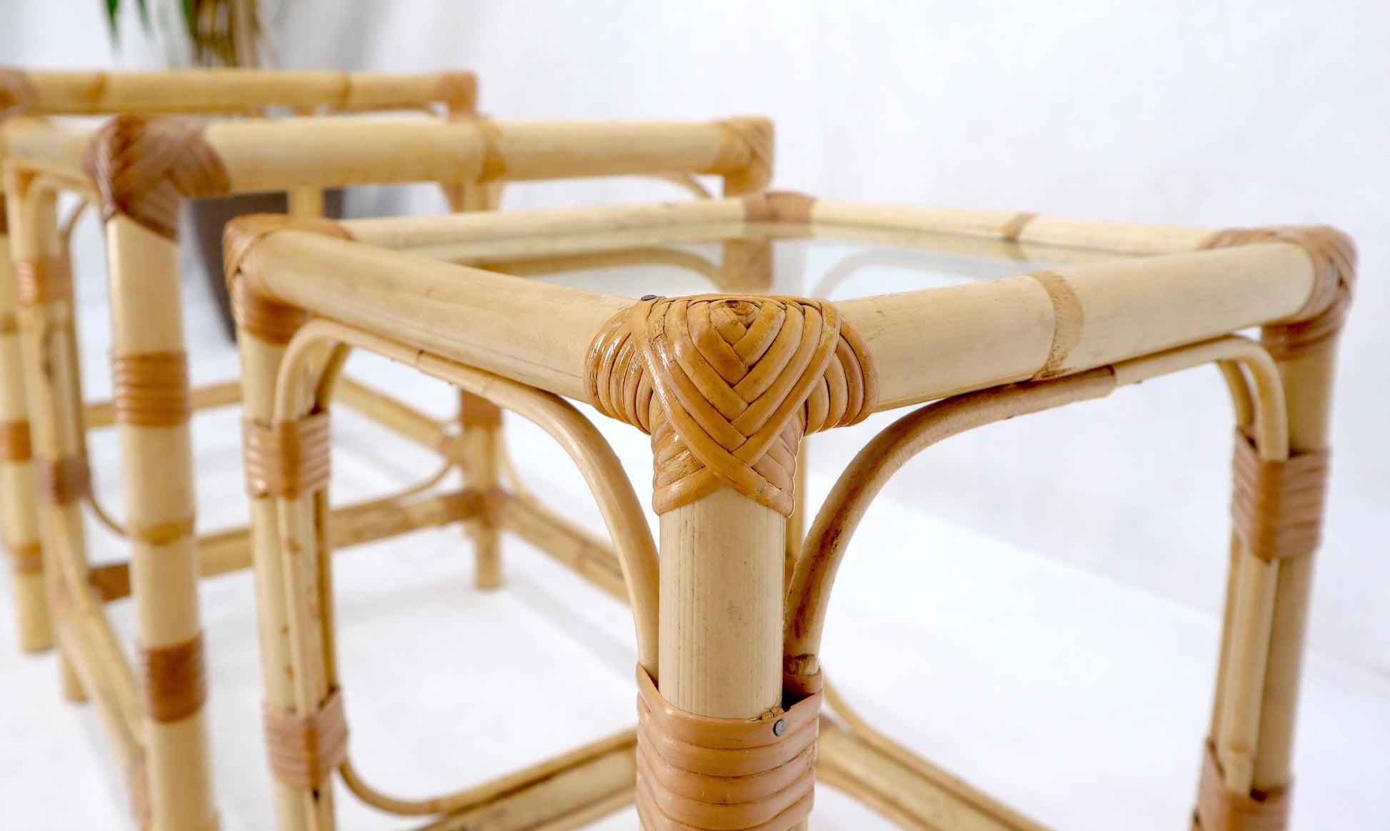 EstablishedLines Set of 3 Nesting Bamboo Side End Tables