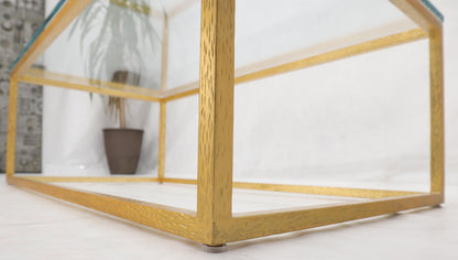 EstablishedLines Gold Gilt Rectangle Frame Thick Glass Top Coffee Table
