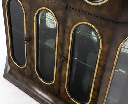 Mastercraft Burl Wood and Glass Curio Display Cabinet Vitrine Étagère Breakfront