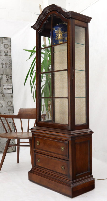 EstablishedLines Dome Shape Top Glass Shelves Two Drawer Compartment Curio Display Cabinet