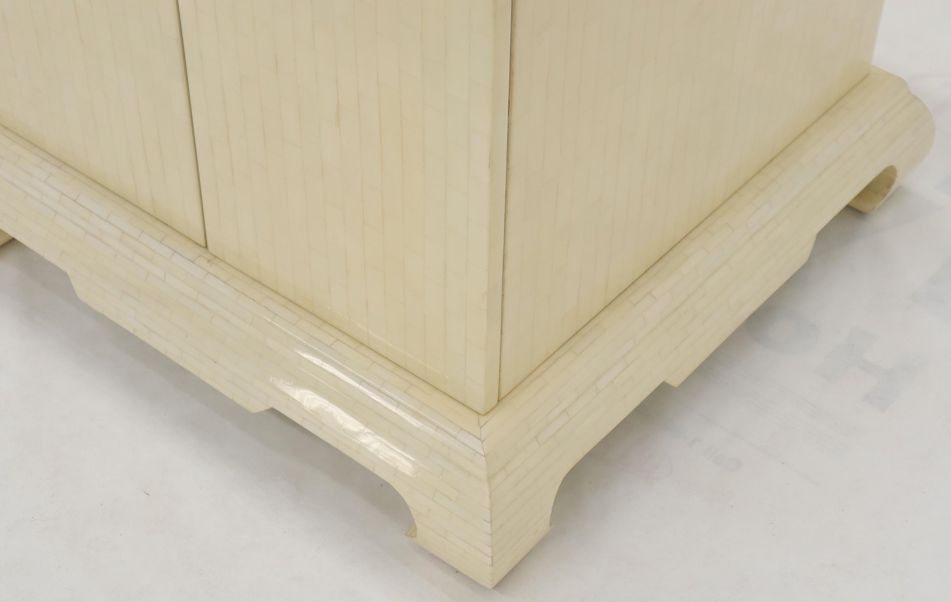 EstablishedLines Large Oversize Tessellated Bone Accent Stand Cabinet Side End Table