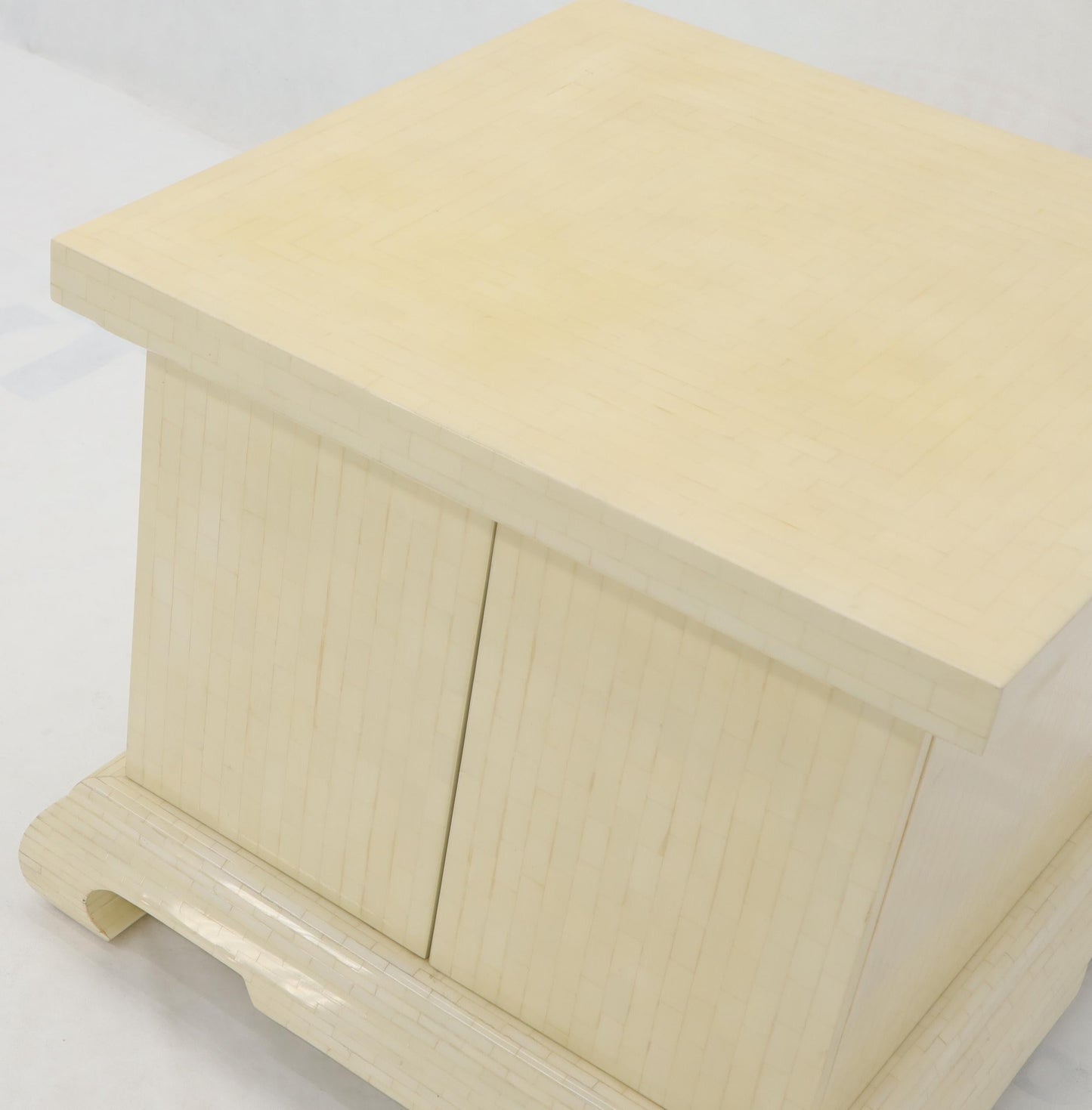 EstablishedLines Large Oversize Tessellated Bone Accent Stand Cabinet Side End Table