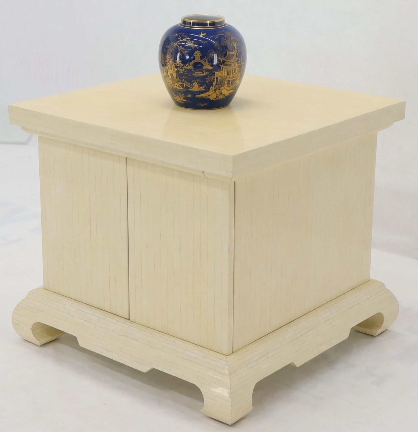 EstablishedLines Large Oversize Tessellated Bone Accent Stand Cabinet Side End Table
