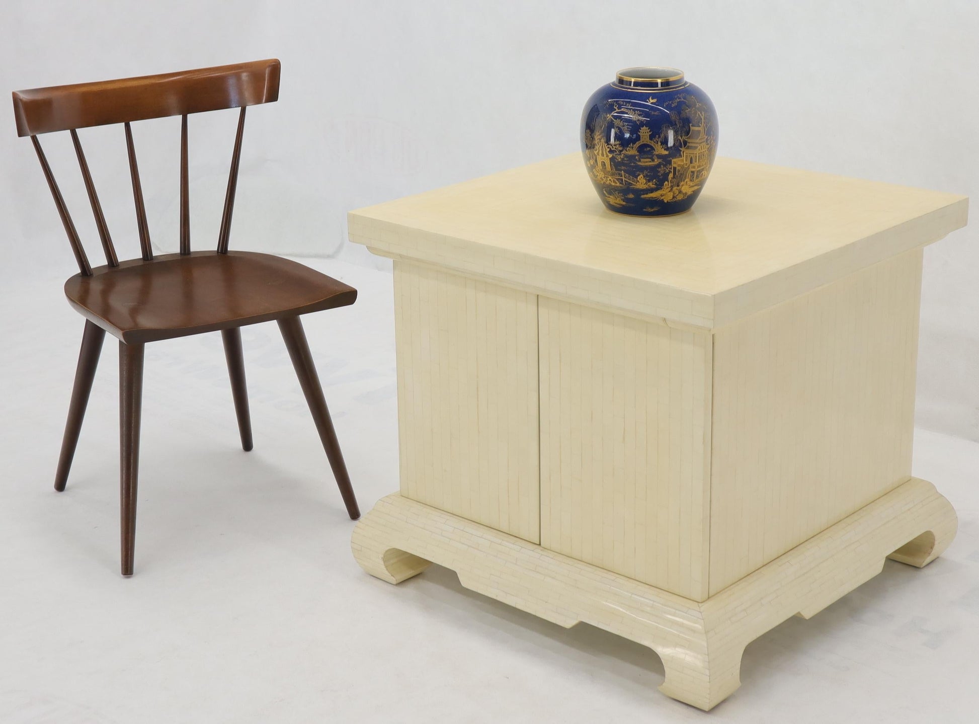 EstablishedLines Large Oversize Tessellated Bone Accent Stand Cabinet Side End Table