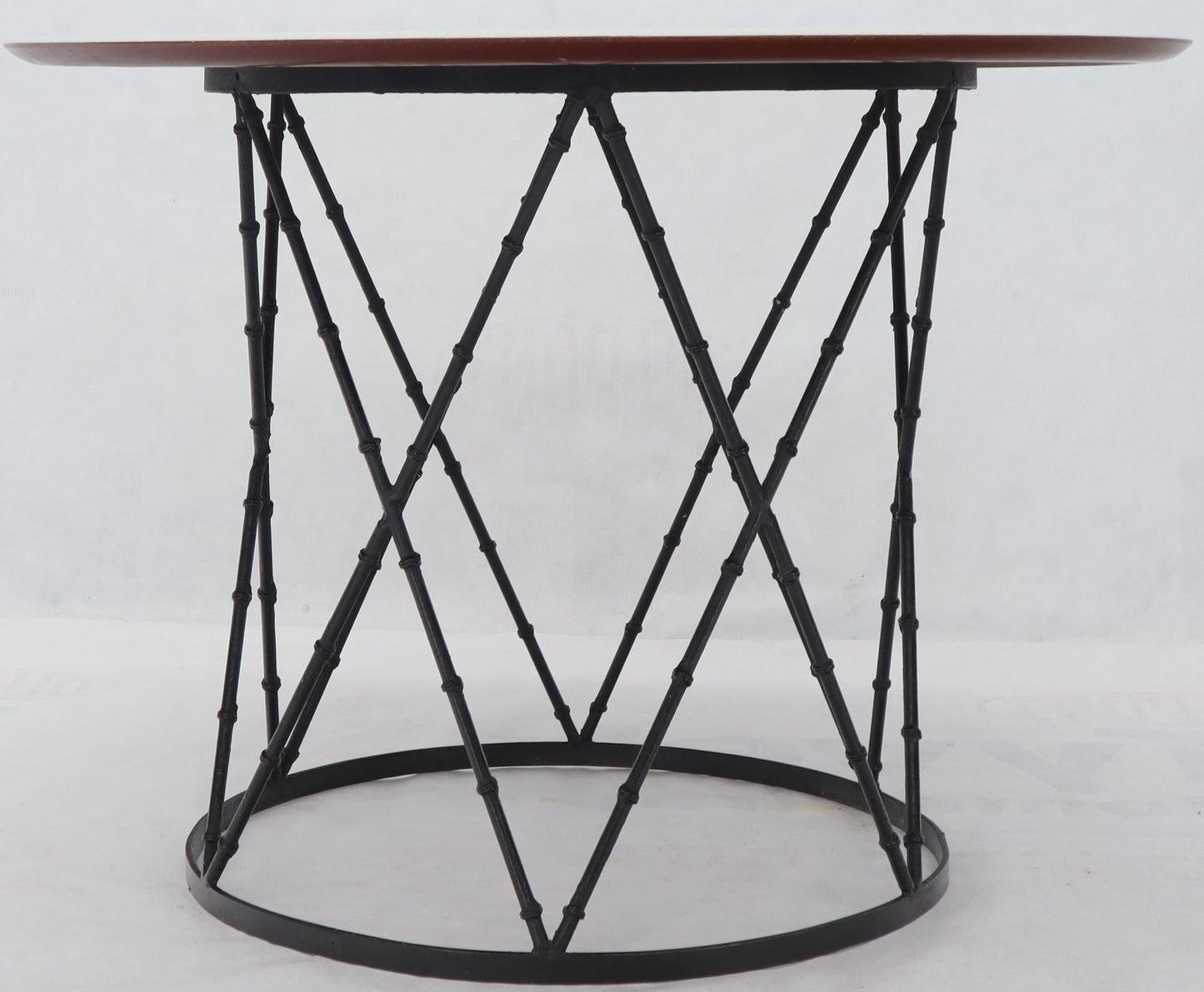 EstablishedLines Enameled Top Faux Bamboo Base Mid-Century Modern Dining Dinette Table