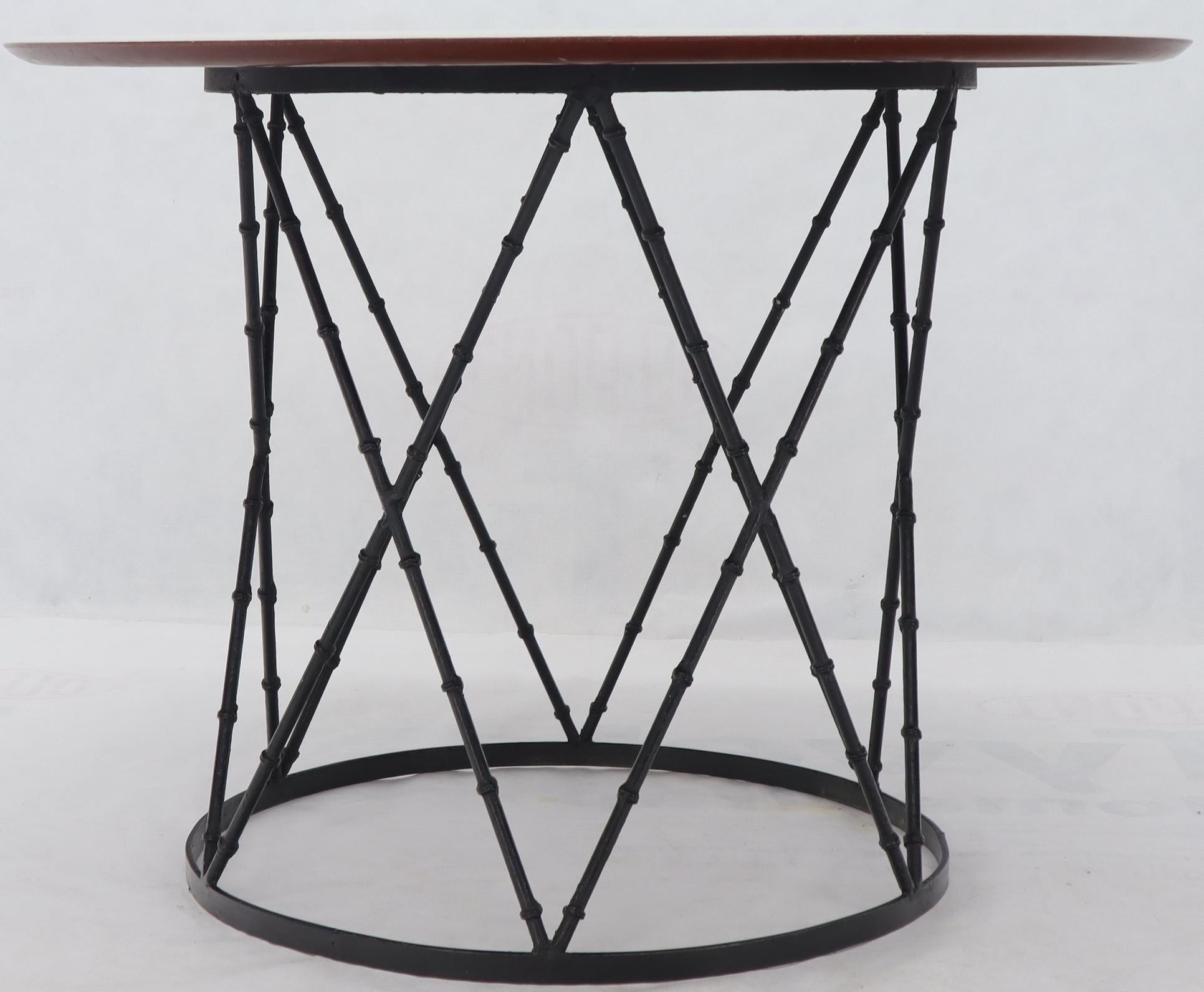 EstablishedLines Enameled Top Faux Bamboo Base Mid-Century Modern Dining Dinette Table