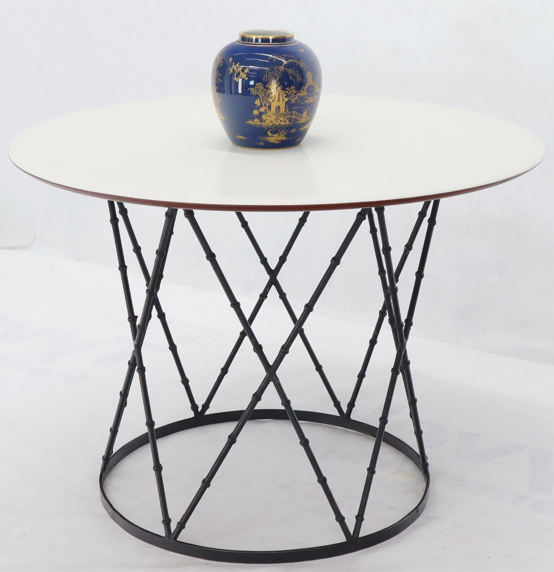 EstablishedLines Enameled Top Faux Bamboo Base Mid-Century Modern Dining Dinette Table