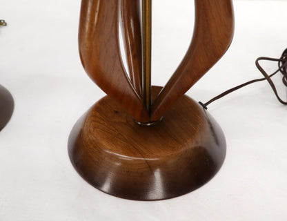 EstablishedLines Pair of Oiled Sculptural Walnut Mid-Century Modern Table Lamps