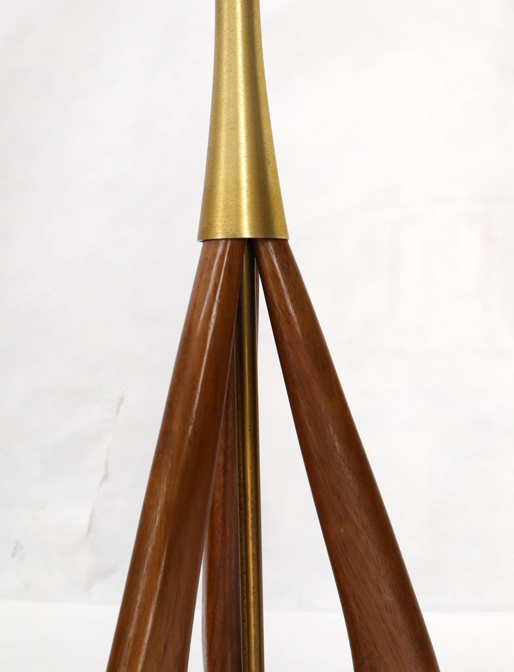 EstablishedLines Pair of Oiled Sculptural Walnut Mid-Century Modern Table Lamps