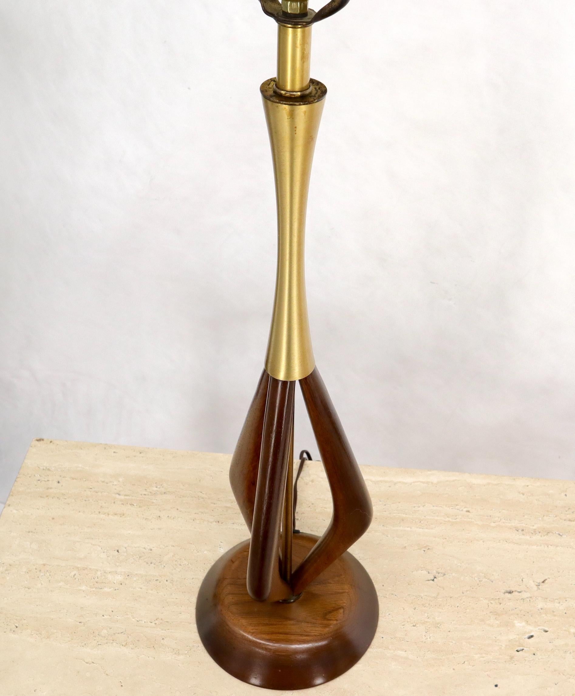 EstablishedLines Pair of Oiled Sculptural Walnut Mid-Century Modern Table Lamps