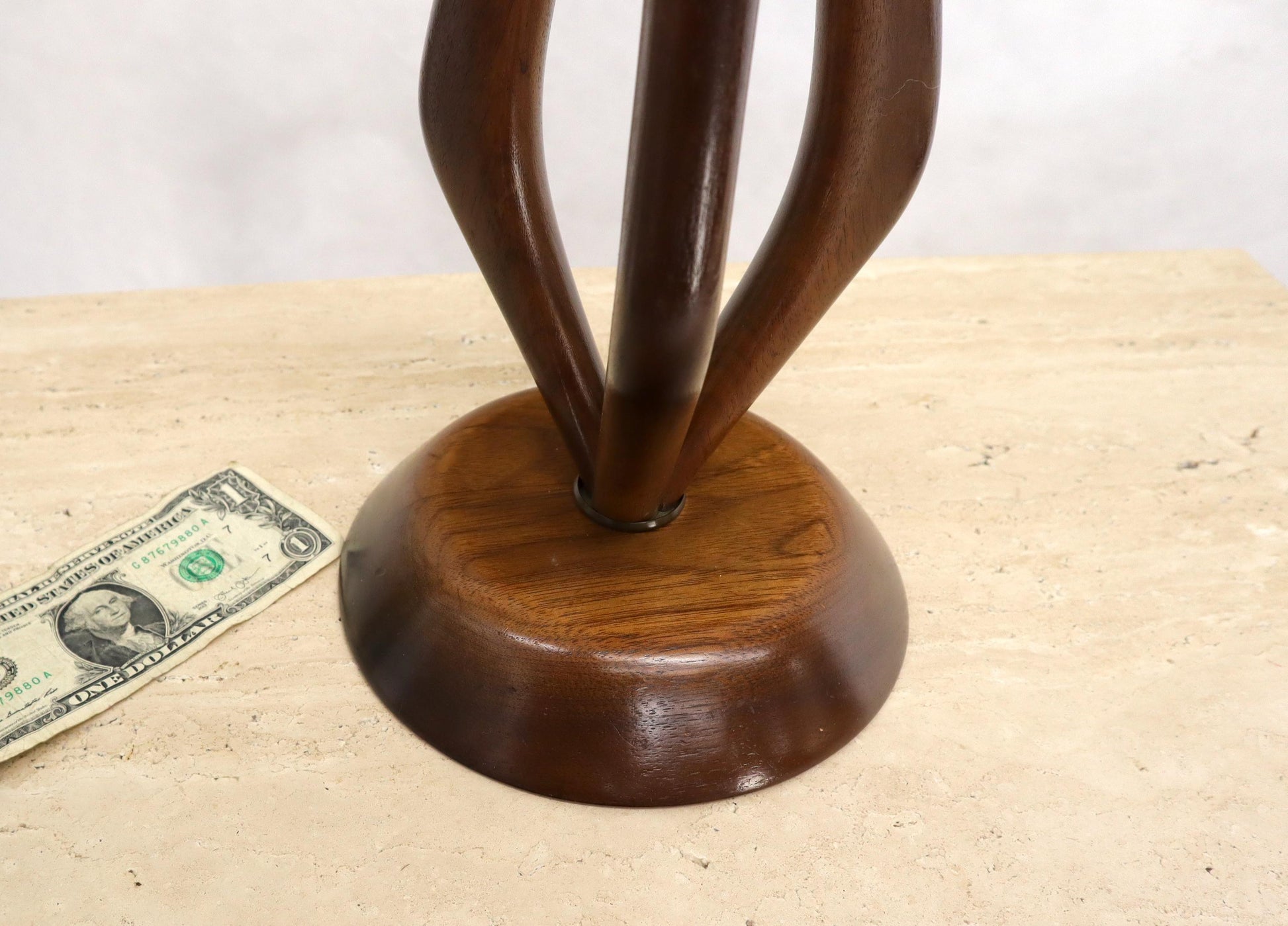 EstablishedLines Pair of Oiled Sculptural Walnut Mid-Century Modern Table Lamps