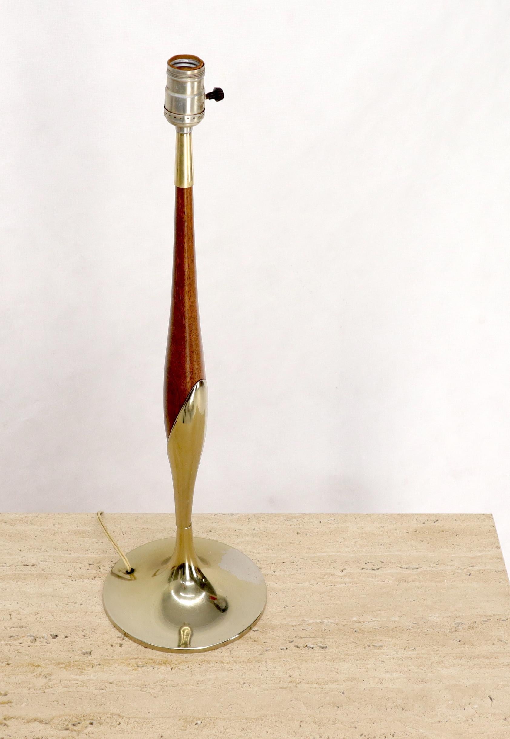 EstablishedLines Tulip Base Walnut and Chrome Mid-Century Modern Table Lamp