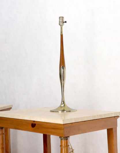 EstablishedLines Tulip Base Walnut and Chrome Mid-Century Modern Table Lamp