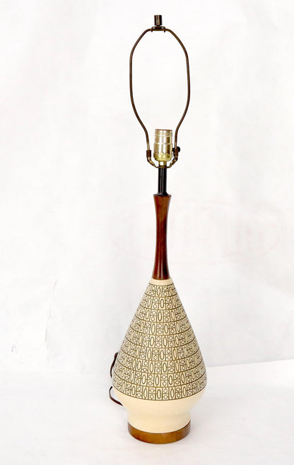 EstablishedLines Pottery and Walnut Onion Shape Base Table Lamp, c. 1960's