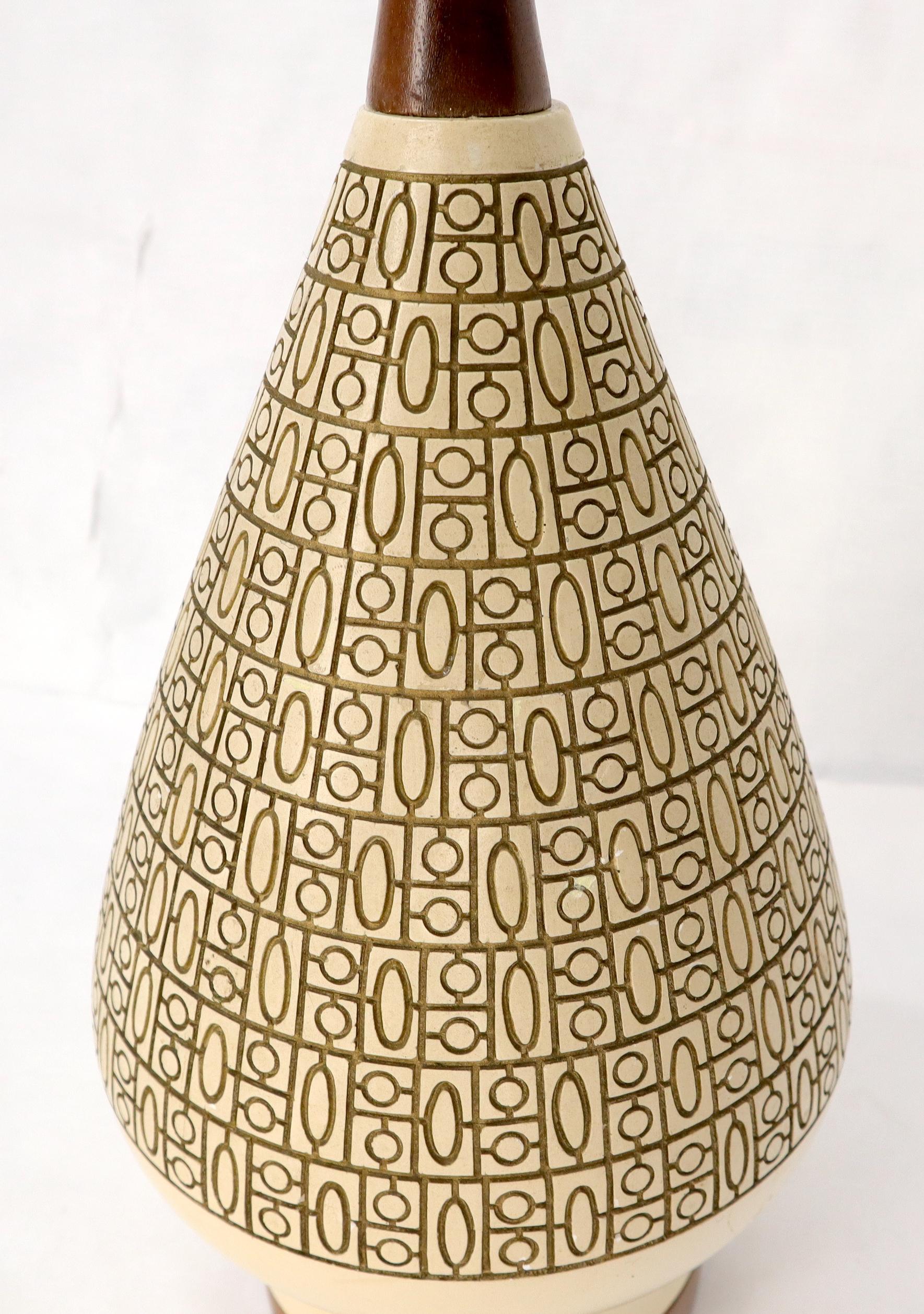 EstablishedLines Pottery and Walnut Onion Shape Base Table Lamp, c. 1960's