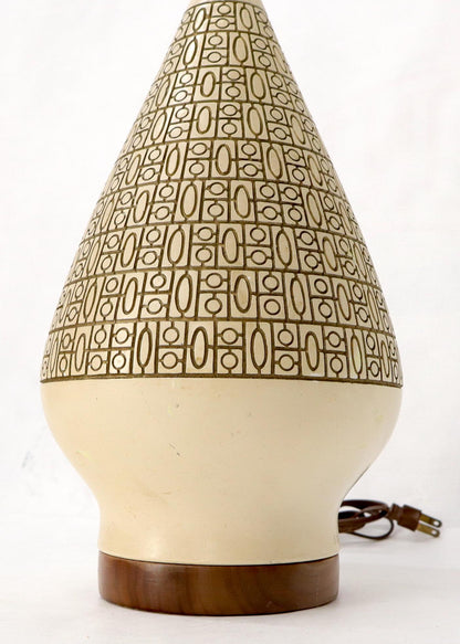 EstablishedLines Pottery and Walnut Onion Shape Base Table Lamp, c. 1960's
