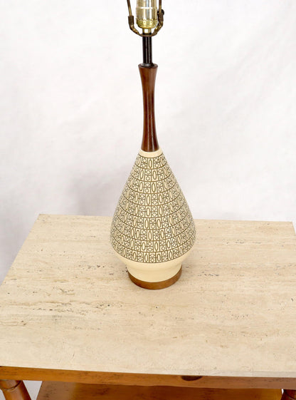EstablishedLines Pottery and Walnut Onion Shape Base Table Lamp, c. 1960's