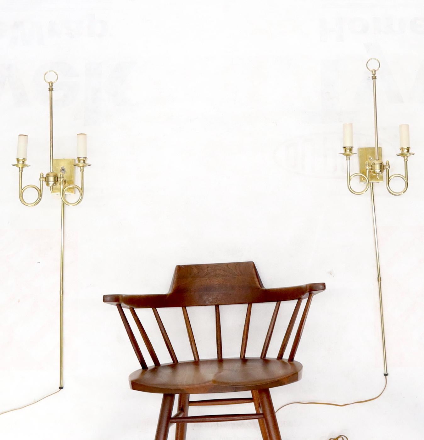 EstablishedLines Pair of Twisted Brass Tube Trumpet Shape Sconces