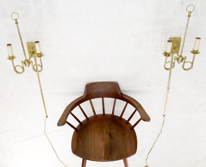 EstablishedLines Pair of Twisted Brass Tube Trumpet Shape Sconces