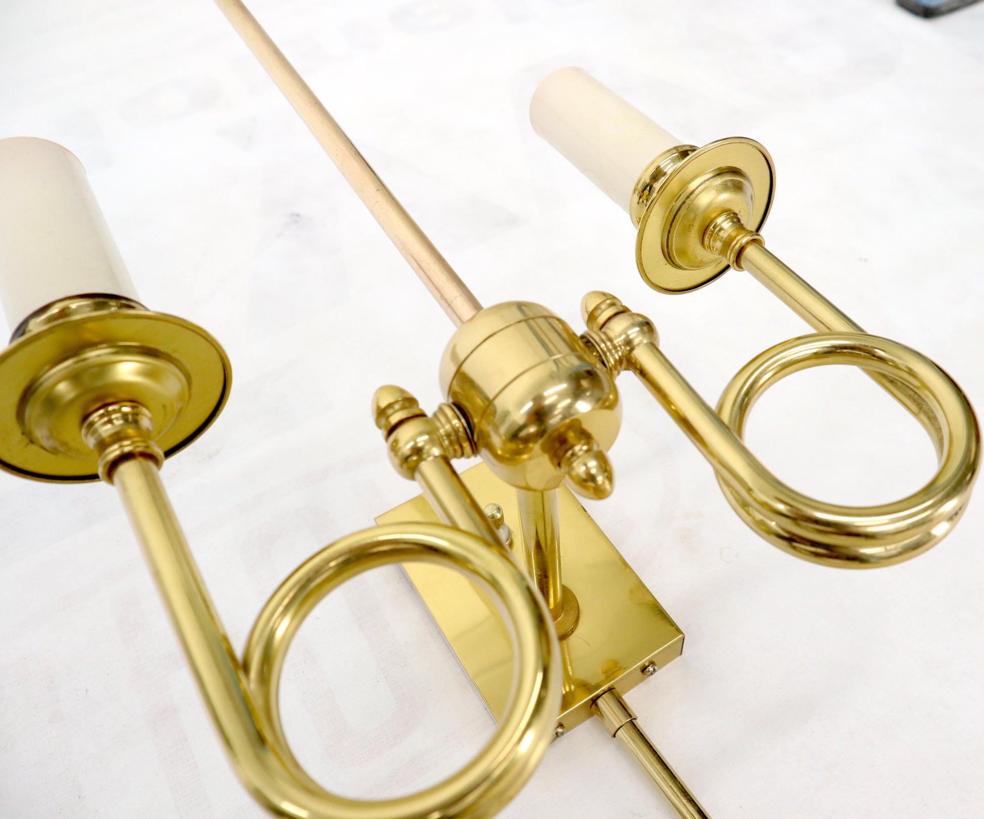 EstablishedLines Pair of Twisted Brass Tube Trumpet Shape Sconces